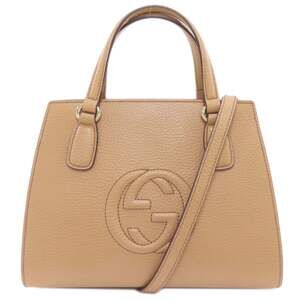 Gucci 607722 Outlet Soho Interlocking G 2-Way Handbag in Calfskin Leather for...